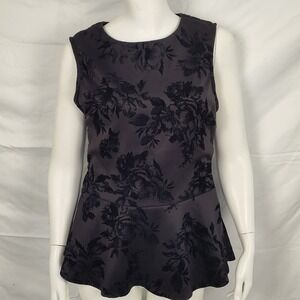 Bobeau XL peplum top black romantic velvet burnout roses Y2K whimsygoth preppy